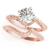 Rose gold Round Solitaire Twisted Band with Four-Prong Setting 1