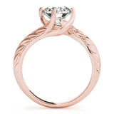 Rose gold Round Solitaire Twisted Band with Four-Prong Setting 2