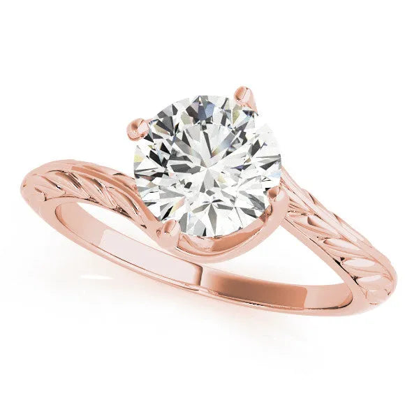 Rose gold Round Solitaire Twisted Band with Four-Prong Setting