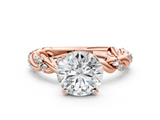 Rose gold Round Solitaire Twisted Band with Pavé Accents and Four-Prong Setting_24