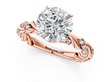 Rose gold Round Solitaire Twisted Band with Pavé Accents and Four-Prong Setting_25