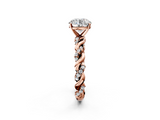 Rose gold Round Solitaire Twisted Band with Pavé Accents and Four-Prong Setting_26