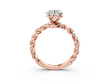 Rose gold Round Solitaire Twisted Band with Pavé Accents and Four-Prong Setting_27