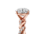 Rose gold Round Solitaire Twisted Band with Pavé Accents and Four-Prong Setting_29