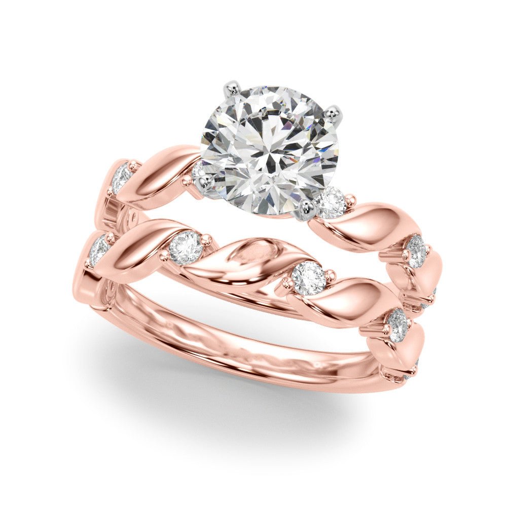 Rose gold Round Solitaire Twisted Band with Prong Setting 1
