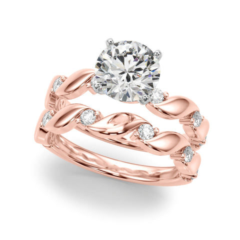 Rose gold Round Solitaire Twisted Band with Prong Setting 1