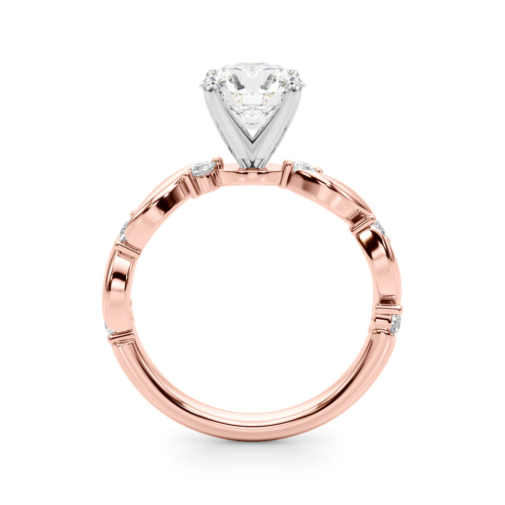 Rose gold Round Solitaire Twisted Band with Prong Setting 2