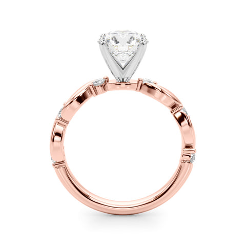 Rose gold Round Solitaire Twisted Band with Prong Setting 2