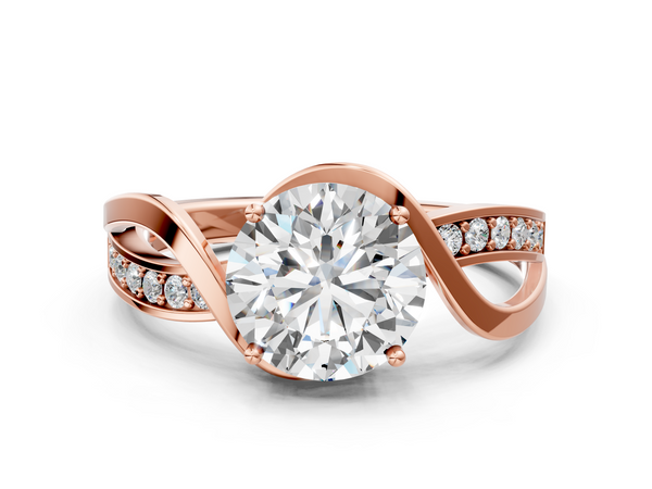 Rose gold Round Solitaire Twisted Band with Prong Setting