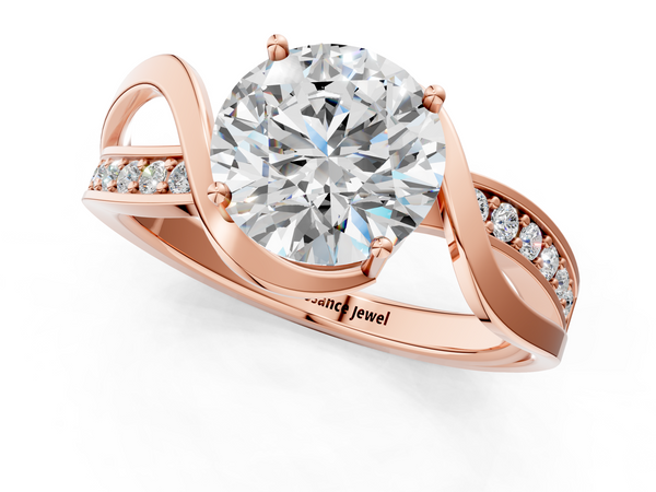 Rose gold Round Solitaire Twisted Band with Prong Setting