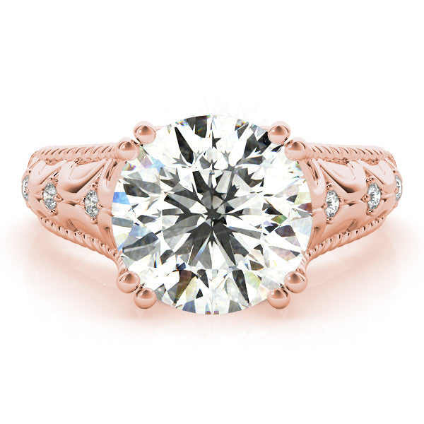 Rose gold Round Solitaire Twisted Band with Six-Prong Setting 1