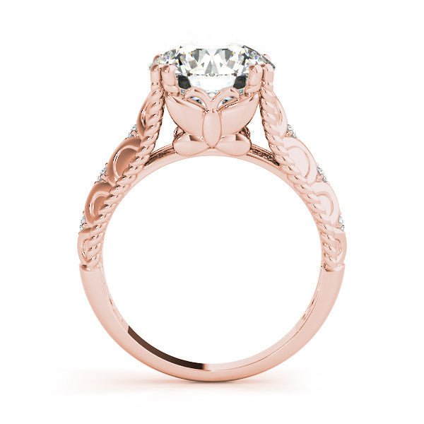 Rose gold Round Solitaire Twisted Band with Six-Prong Setting 2