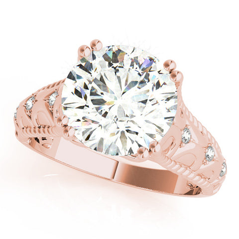 Rose gold Round Solitaire Twisted Band with Six-Prong Setting