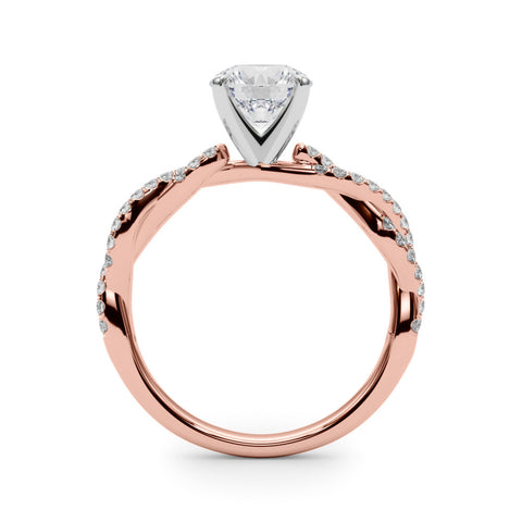 Rose gold Round Solitaire Twisted Pave Band with Four-Prong Setting 2