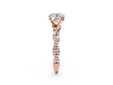 Rose gold Round Solitaire Twisted Pave Band with Four-Prong Setting_11