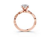Rose gold Round Solitaire Twisted Pave Band with Four-Prong Setting_12