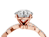 Rose gold Round Solitaire Twisted Pave Band with Four-Prong Setting_13