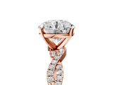 Rose gold Round Solitaire Twisted Pave Band with Four-Prong Setting_14