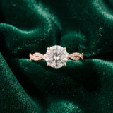 Rose gold Round Solitaire Twisted Pave Band with Four-Prong Setting_16