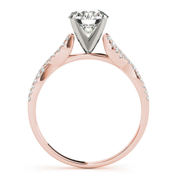Rose gold Round Solitaire Twisted Pave Diamond Engagement Ring with Four-Prong Setting 2