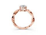 Rose gold Round Solitaire Twisted Pave Diamond Ring with Four-Prong Setting_106