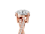 Rose gold Round Solitaire Twisted Pave Diamond Ring with Four-Prong Setting_108