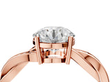 Rose gold Round Solitaire Twisted Pave Diamond Ring with Four-Prong Setting_16