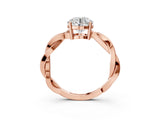 Rose gold Round Solitaire Twisted Pave Diamond Ring with Four-Prong Setting_16