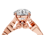 Rose gold Round Solitaire Vine Band with Milgrain Prong Setting_10