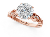 Rose gold Round Solitaire Vine Band with Milgrain Prong Setting_7