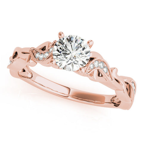 Rose gold Round Solitaire Vine Band with Milgrain Prong Setting