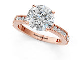 Rose gold Round Solitaire with Pavé Band and Four-Prong Setting_312