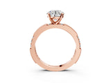 Rose gold Round Solitaire with Pavé Band and Four-Prong Setting_314