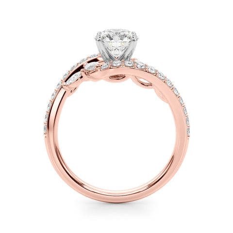 Rose gold Round Solitaire with Pavé Twist Band and Four-Prong Setting 2