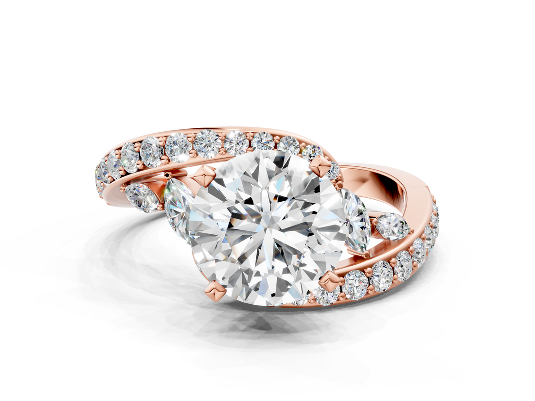 Rose gold Round Solitaire with Pavé Twist Band and Four-Prong Setting_88