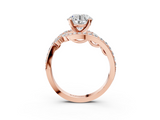 Rose gold Round Solitaire with Pavé Twist Band and Four-Prong Setting_91