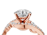 Rose gold Round Solitaire with Pavé Twist Band and Four-Prong Setting_92