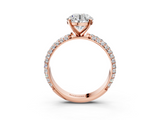 Rose gold Round Solitaire with Pave Band and Four-Prong Setting_12
