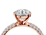 Rose gold Round Solitaire with Pave Band and Four-Prong Setting_13