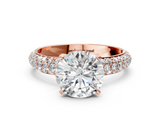 Rose gold Round Solitaire with Pave Band and Four-Prong Setting_9