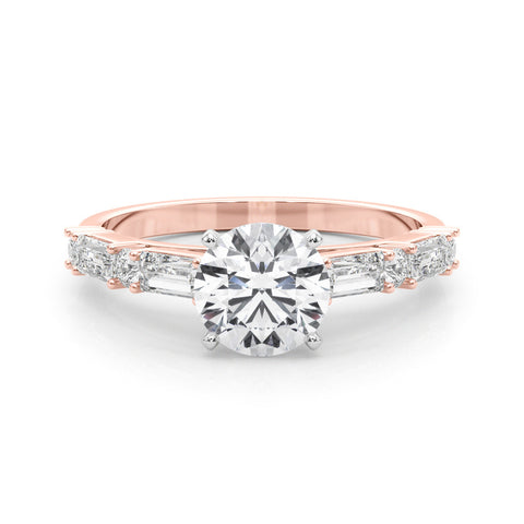 Rose gold Round Solitaire with Side Baguettes and Channel Set Band 1