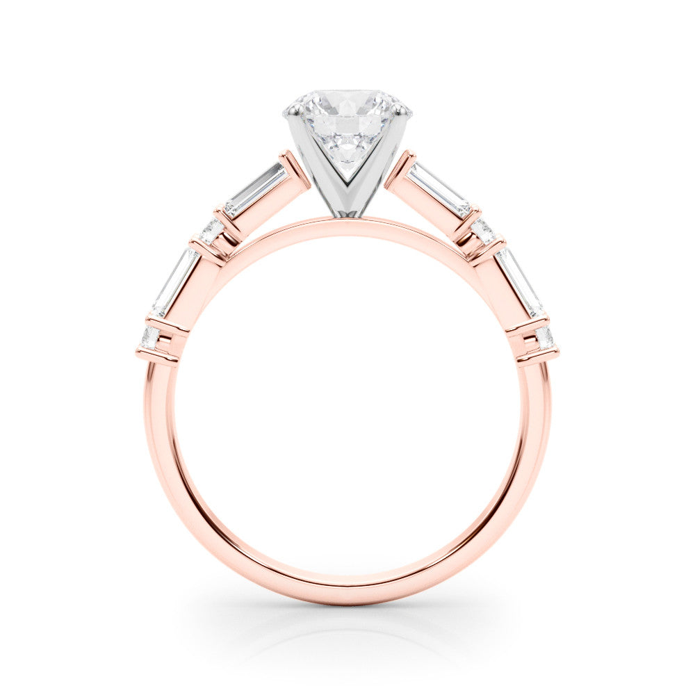 Rose gold Round Solitaire with Side Baguettes and Channel Set Band 2