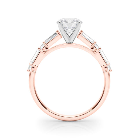 Rose gold Round Solitaire with Side Baguettes and Channel Set Band 2