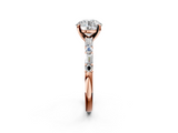 Rose gold Round Solitaire with Side Baguettes and Channel Set Band_103
