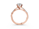 Rose gold Round Solitaire with Side Baguettes and Channel Set Band_104