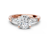 Rose gold Round Solitaire with Tapered Baguette Side Stones on a Classic Band with Four-Prong Setting_127