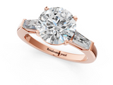 Rose gold Round Solitaire with Tapered Baguette Side Stones on a Classic Band with Four-Prong Setting_128