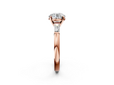 Rose gold Round Solitaire with Tapered Baguette Side Stones on a Classic Band with Four-Prong Setting_129