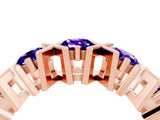 Rose gold Round Tanzanite Channel Set Band with X-Prong Detail_10