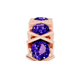 Rose gold Round Tanzanite Channel Set Band with X-Prong Detail_11